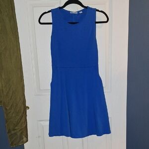 New York & Company Blue Sleeveless Scoop neck Shift Dress with Pockets XS